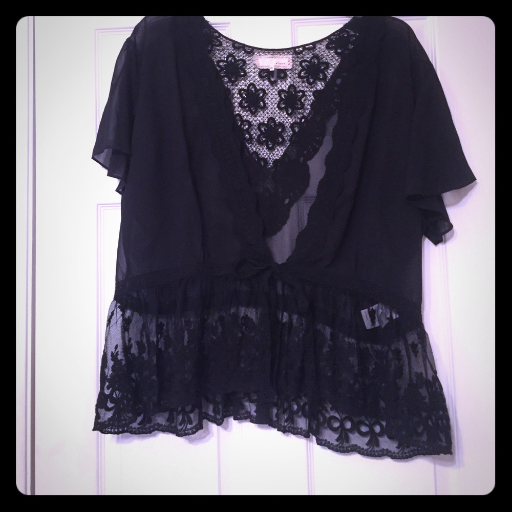 Chiffon and lace plus size cardigan