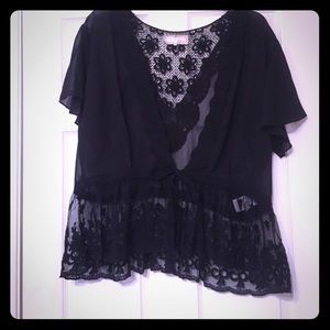 Chiffon and lace plus size cardigan