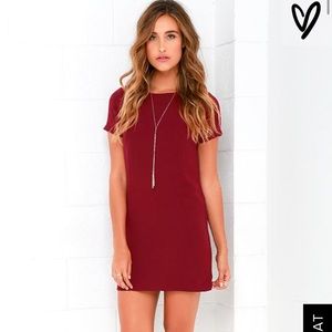 Lulus wine red shift dress