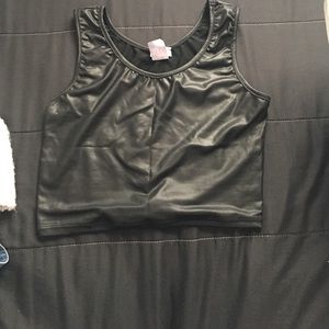 Black leather crop top