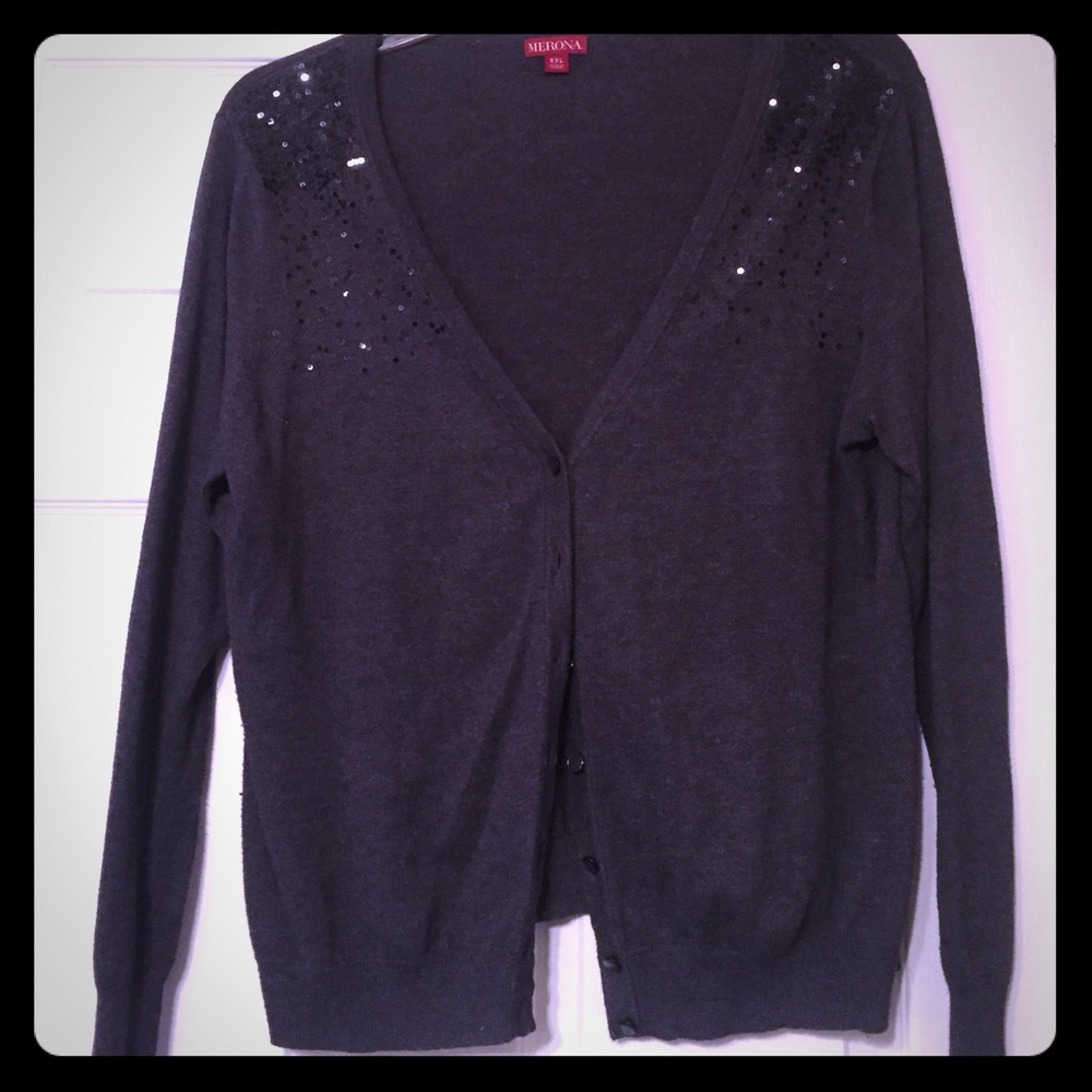 Gray embellished cardigan