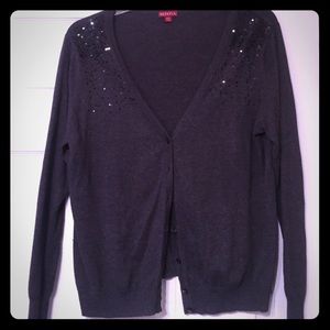 Gray embellished cardigan