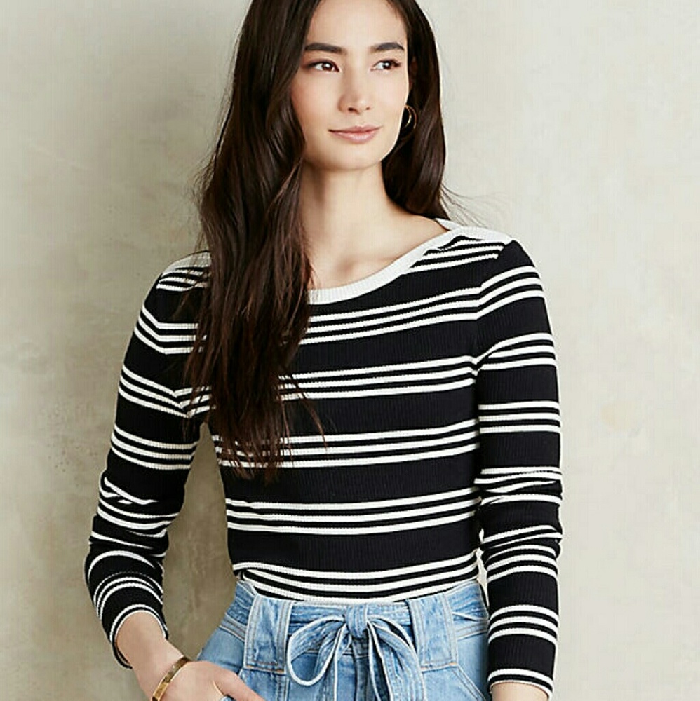 Anthropologie Striped Boatneck Top