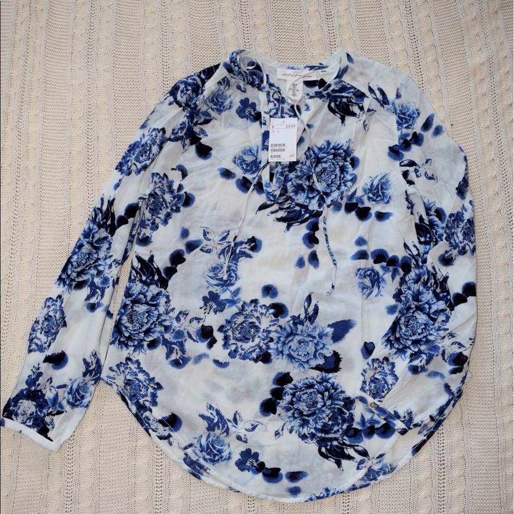 H&M Blue Floral Blouse