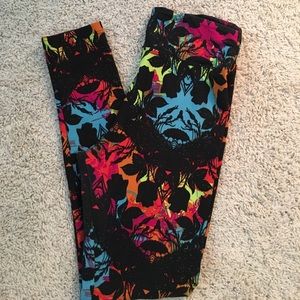 Lularoe OS leggings floral print colorful black