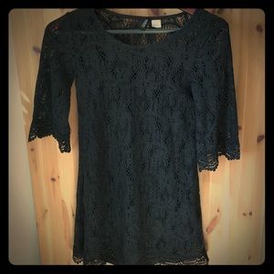 H&M black lace crochet like mini dress