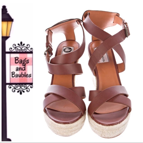 LANVIN Brown Espadrille Wedge Sandals NEW Sz 40 - Picture 5 of 7