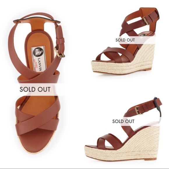 LANVIN Brown Espadrille Wedge Sandals NEW Sz 40 - Picture 7 of 7