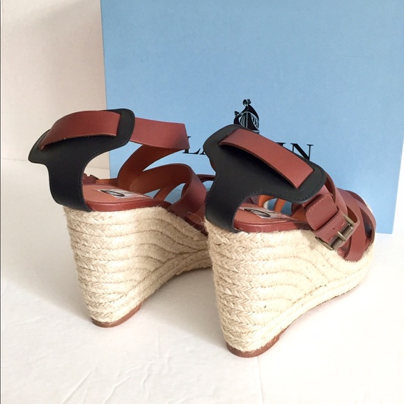 LANVIN Brown Espadrille Wedge Sandals NEW Sz 40 - Picture 4 of 7