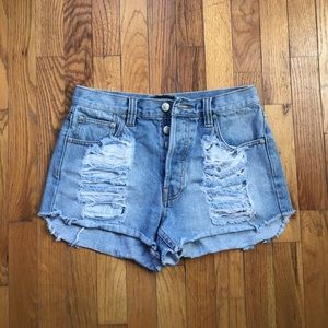 Mini Pink Hi-Rise Destructed Shorts