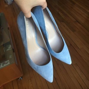 Light blue suede heels