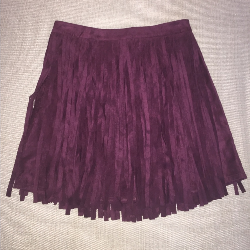 BB Dakota faux suede fringe skirt