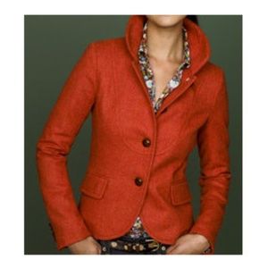 Jcrew Coral Wool Herringbone Blazer