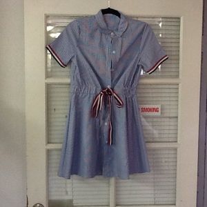 Blue and white cotton sleeveless summer dress