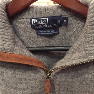 Men's Gray Polo Half Zip Wool Sweater