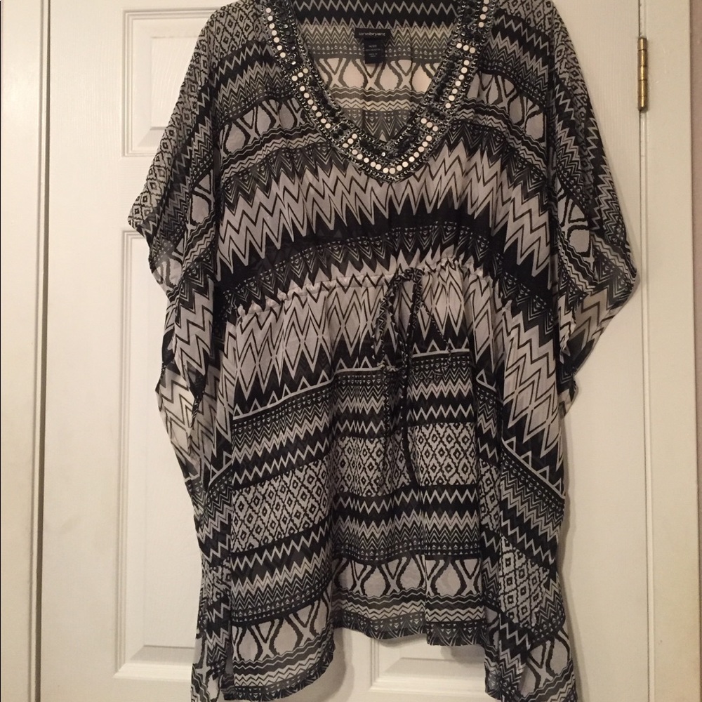 Black and white sheer cover up