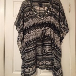 Black and white sheer cover up