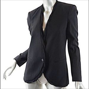 Helmut Lang Wool Blend Blazer w/ Silk Chiffon