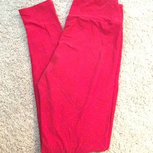 Pink Lularoe pink floral leggings OS