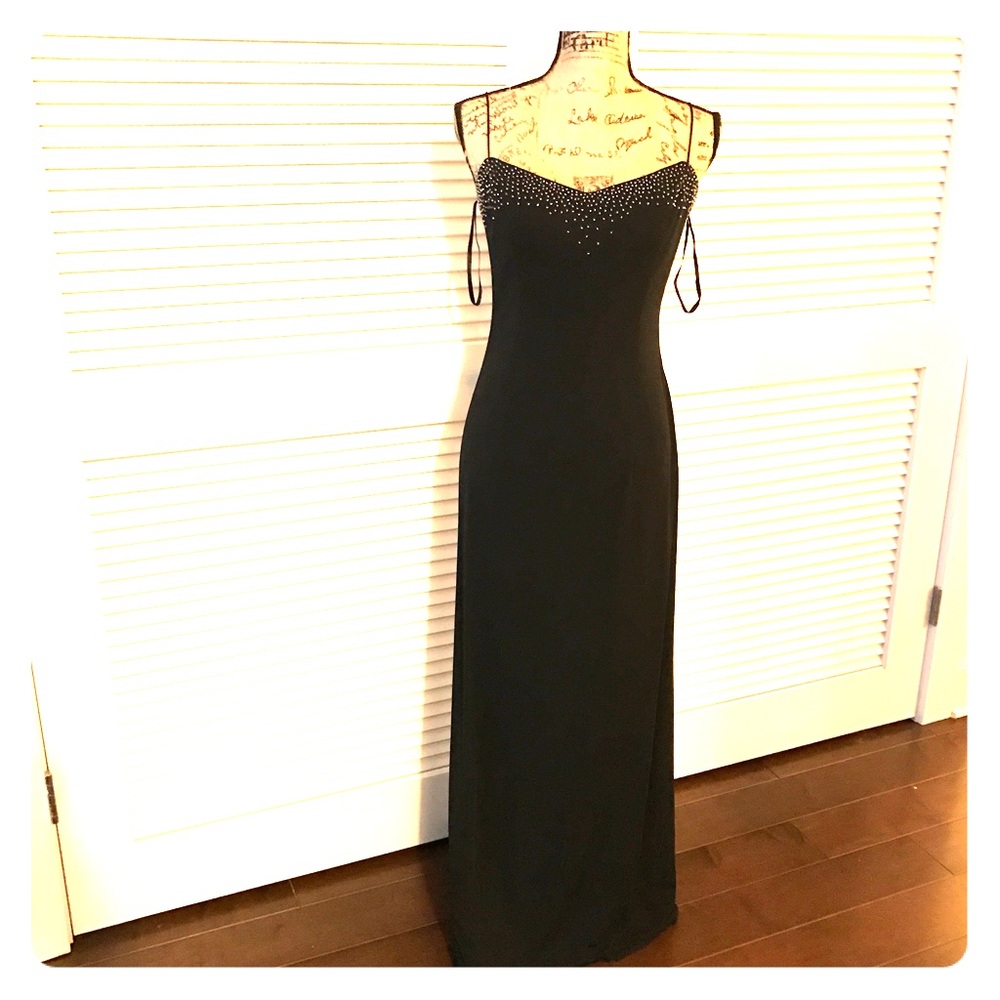 New! Beaded Spaghetti-Strap Gown