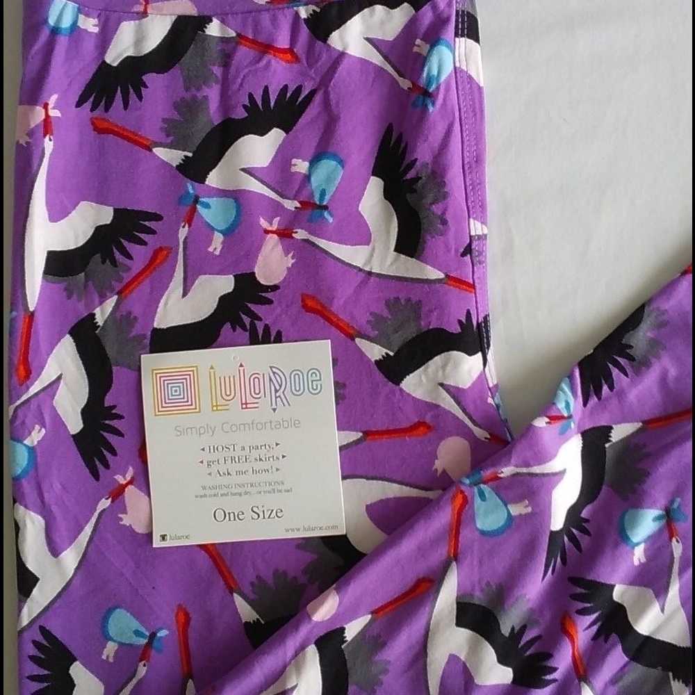 OS BNWT Pruole stork Lularoe leggings