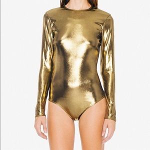 Metallic gold American Apparel body suit