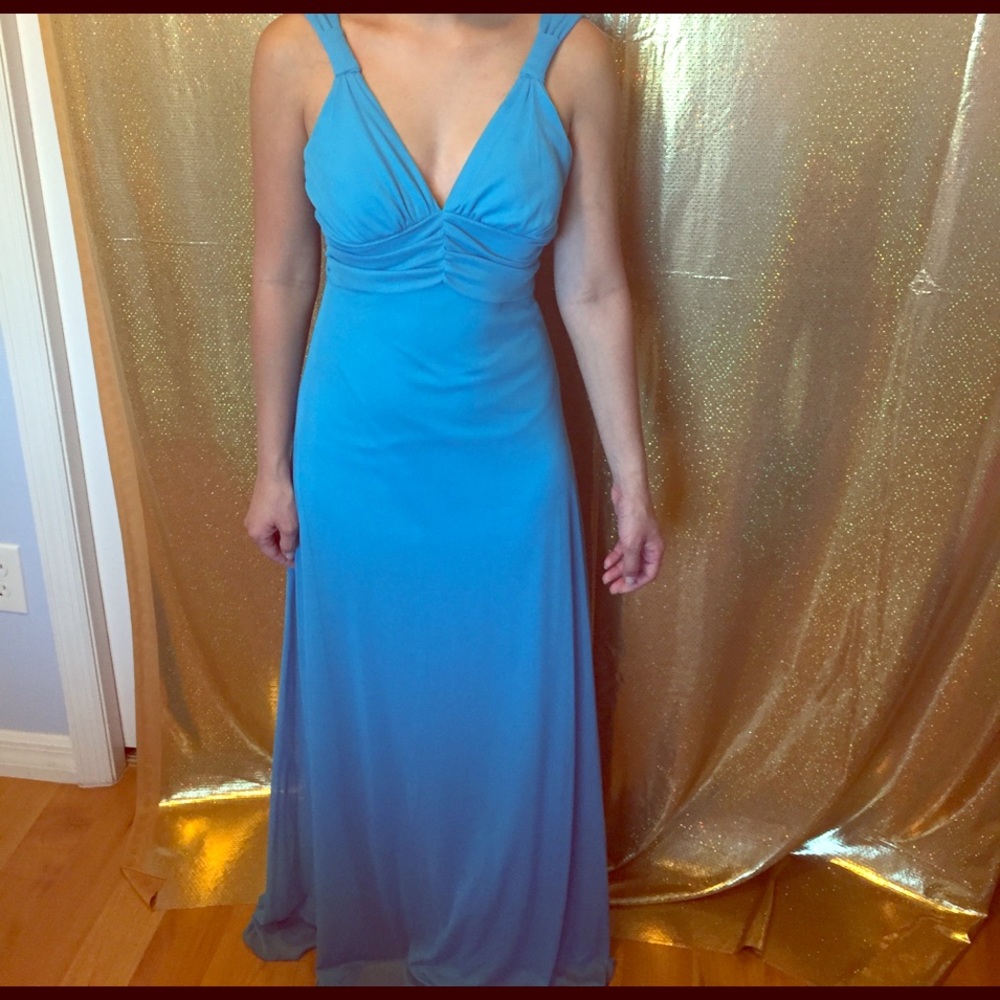 Turqoise long mesh gown