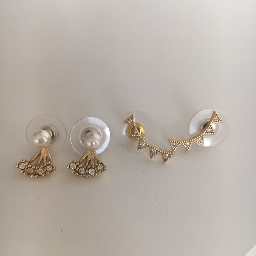 BaubleBar Gold Diamond Ear Jackets & Ear Crawlers