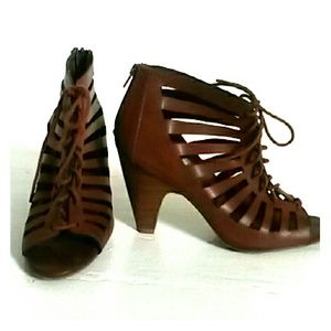Brown caged heels