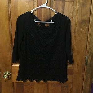 Lauren Conrad black lace blouse size large