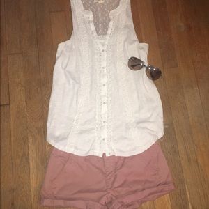 Anthropologie white lacey blouse