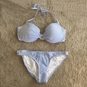 J. Crew Pinstriped Bikini