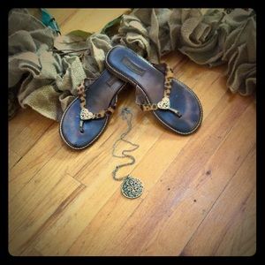 Brighton Leather Heart Leopard Flip Flop