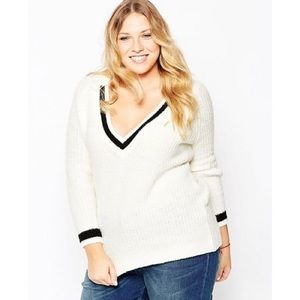 V-Neck Tennis Knit Sweater