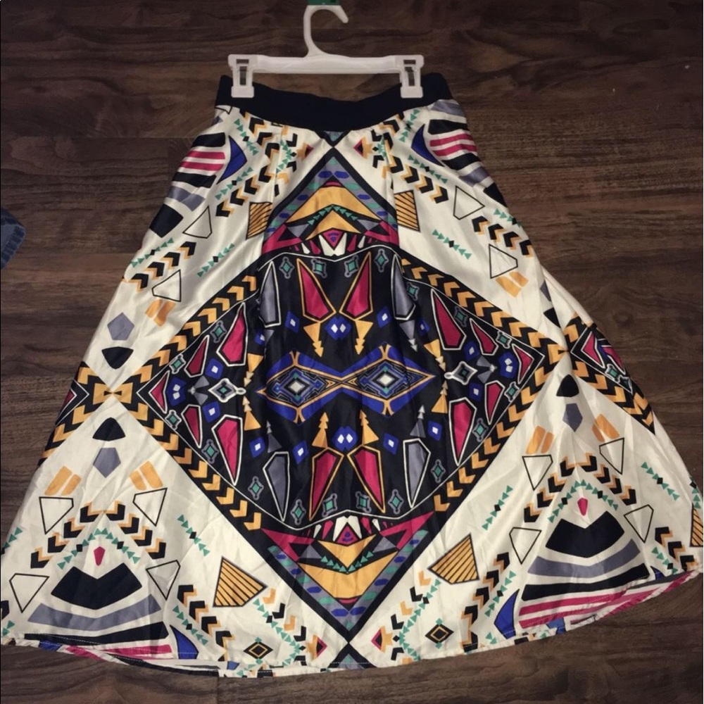 Francesca's Tea Length Satin Skirt