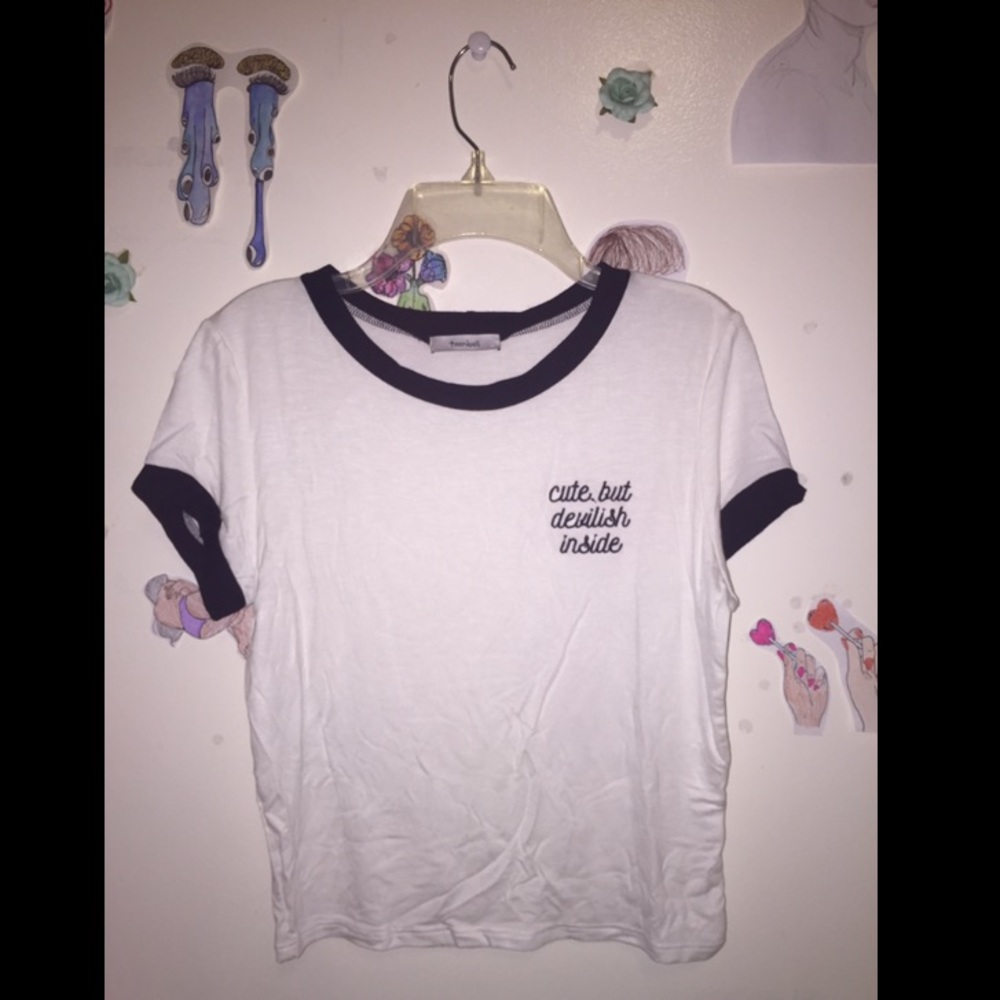 "Cute But Devlish Inside" Cropped Graphic Tee