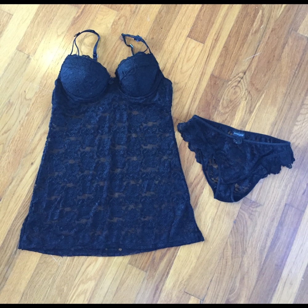 Black Lace Camisole Set