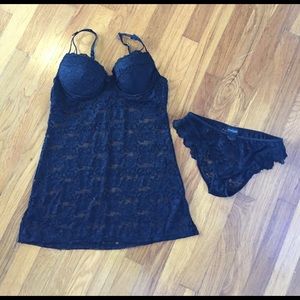 Black Lace Camisole Set