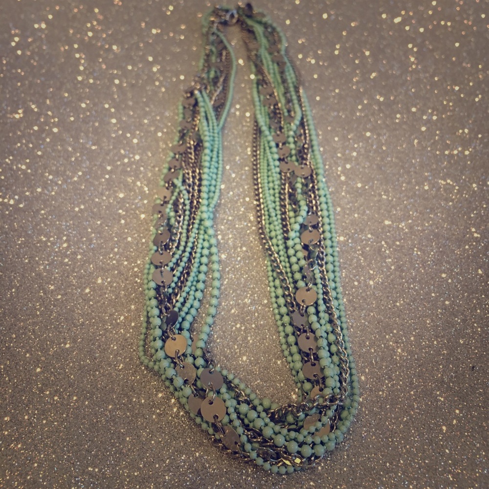 NWOT Light Aqua and Silver Necklace