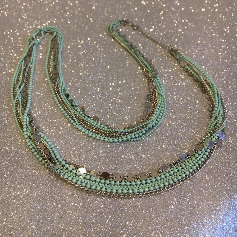 NWOT Light Aqua and Silver Necklace - Picture 2 of 5