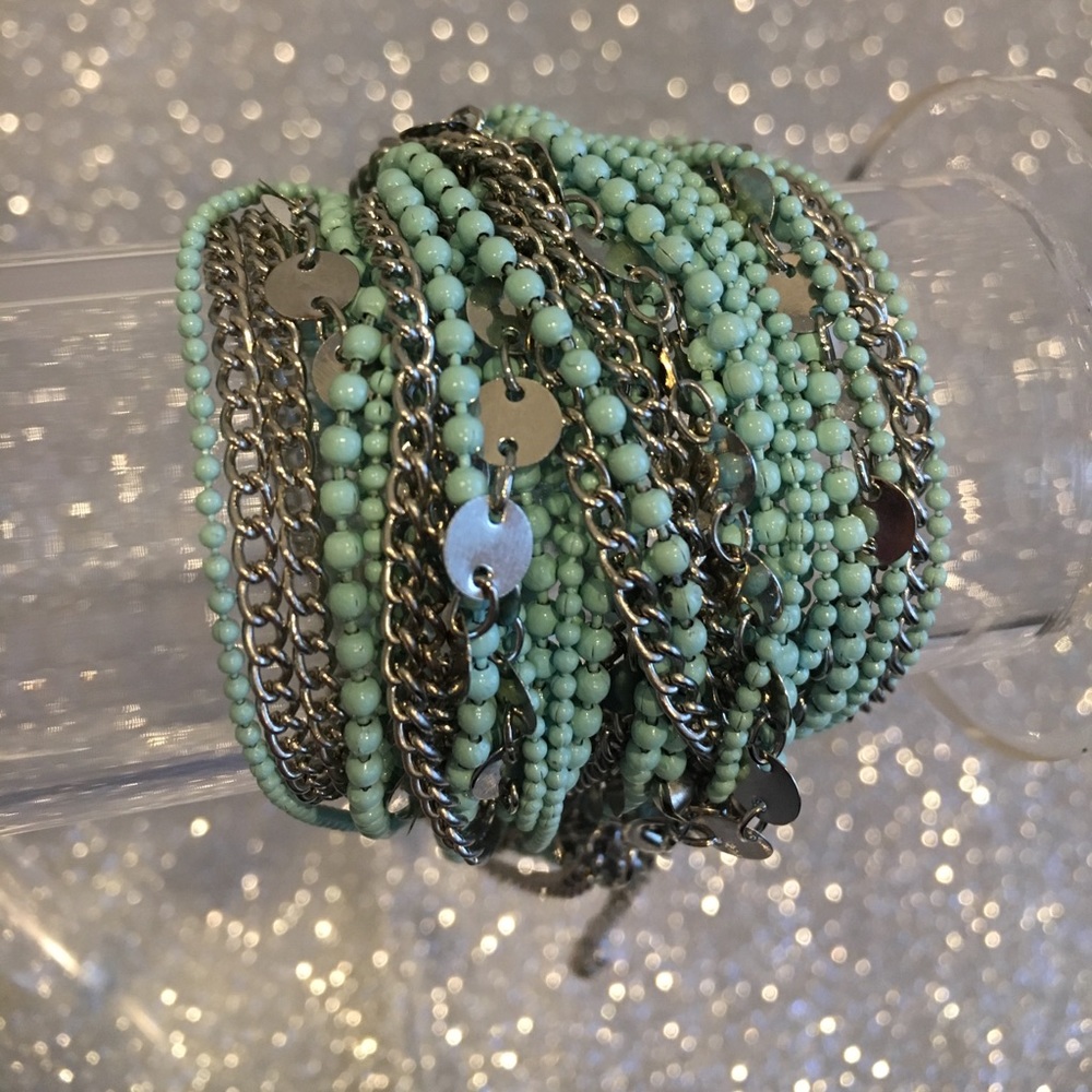NWOT Light Aqua and Silver Necklace - Picture 5 of 5