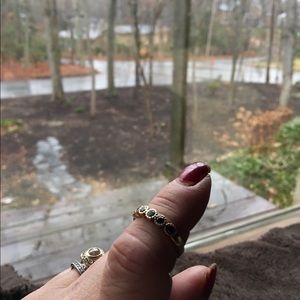 9 stone black diamonds 10kt yellow gold band