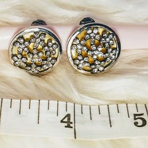 Rhinestone flower clip on earrings