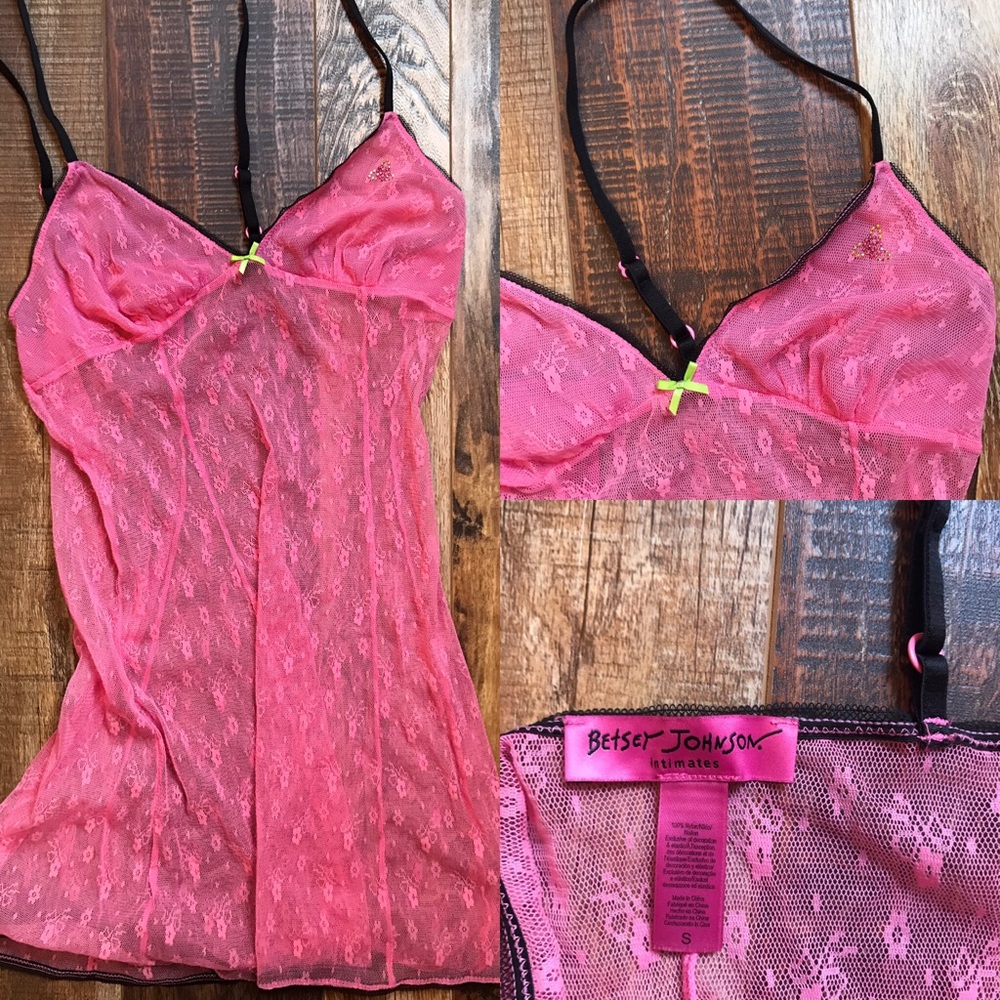 BETSEY JOHNSON Hot Pink Lingerie slip, sz S