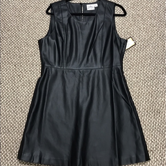 5🌟Rated!! Black "Leather" Dress Sz Large - Picture 2 of 8