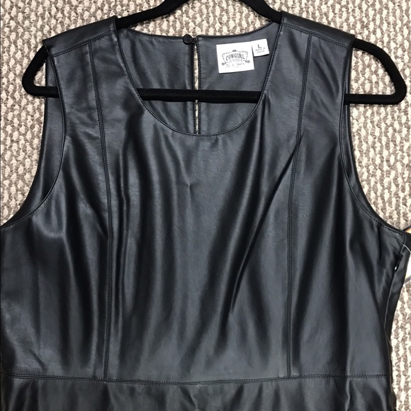 5🌟Rated!! Black "Leather" Dress Sz Large - Picture 4 of 8
