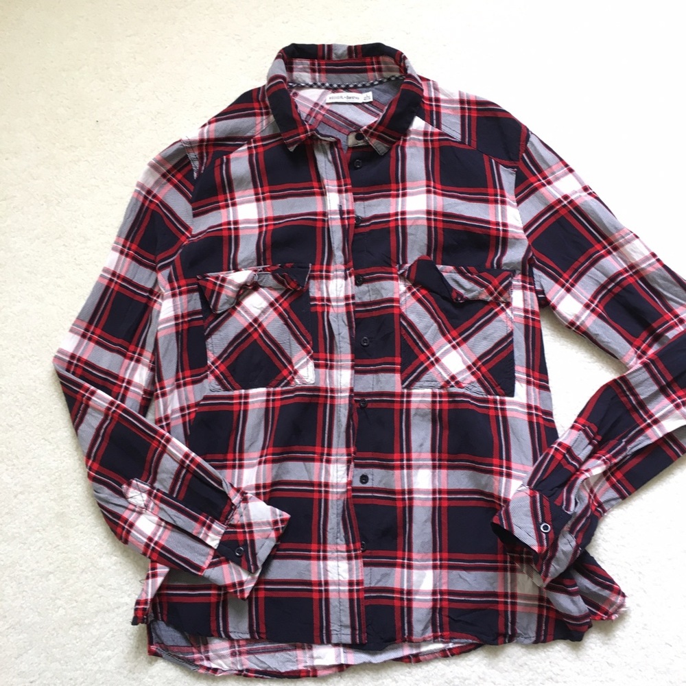 Blue and red plaid shirt