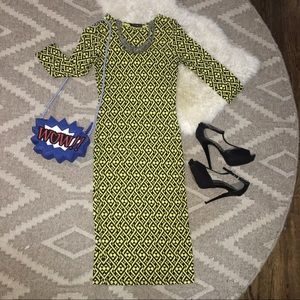 ASOS Club L geometric print bodycon midi dress