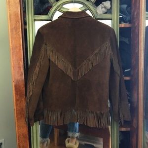 Brown suede fringe leather jacket