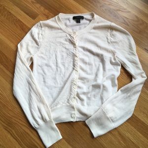 🌿J Crew Merino Wool Ivory Cardigan Sz S EUC